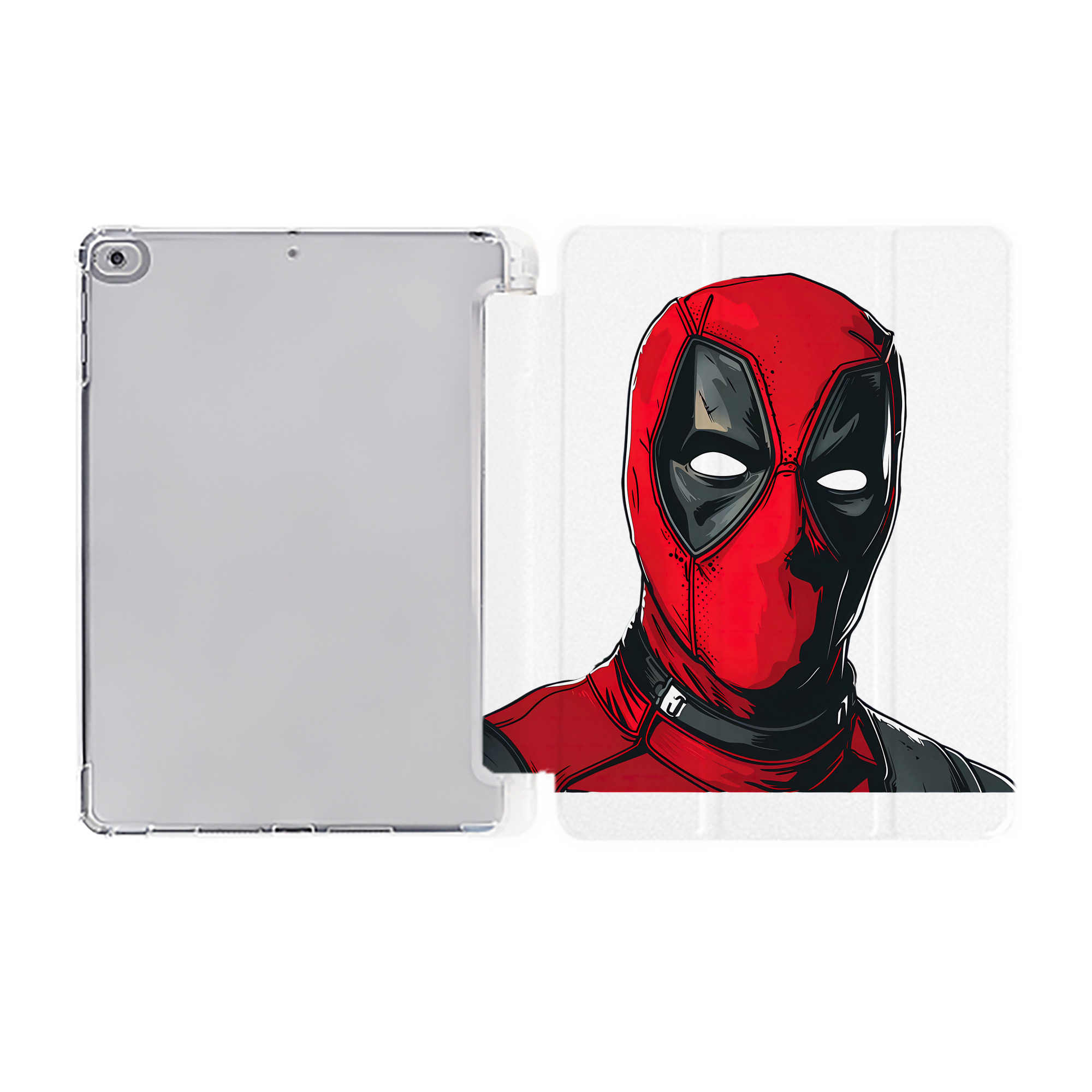 （画像用） Deadpool デッドプール IPad ケース ペン収納付き 三つ折りスタンド PUレザー×シリコン 対応機種9.5/10.5/10.9インチ